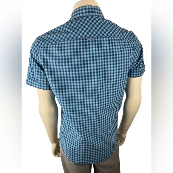 Penguin S/S Button Down in Blue/Turquoise Gotham Plaid Gently Used Size Large - Picture 6 of 8